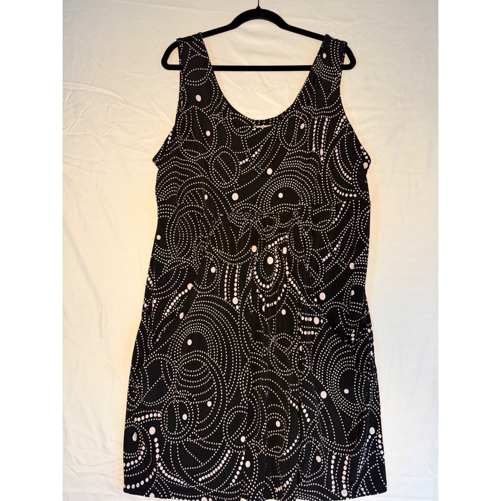 J Valdi black &‎ white geometric dots comfort dress sz 3X travel ready